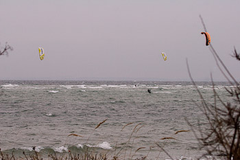 Kitesurfen im Winter vor Pelzerhaken